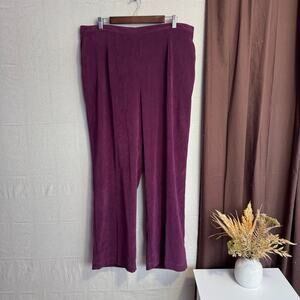 Alfred Dunner Womens Pants Size 20W Purple Half Elastic Waist Soft Light Pockets